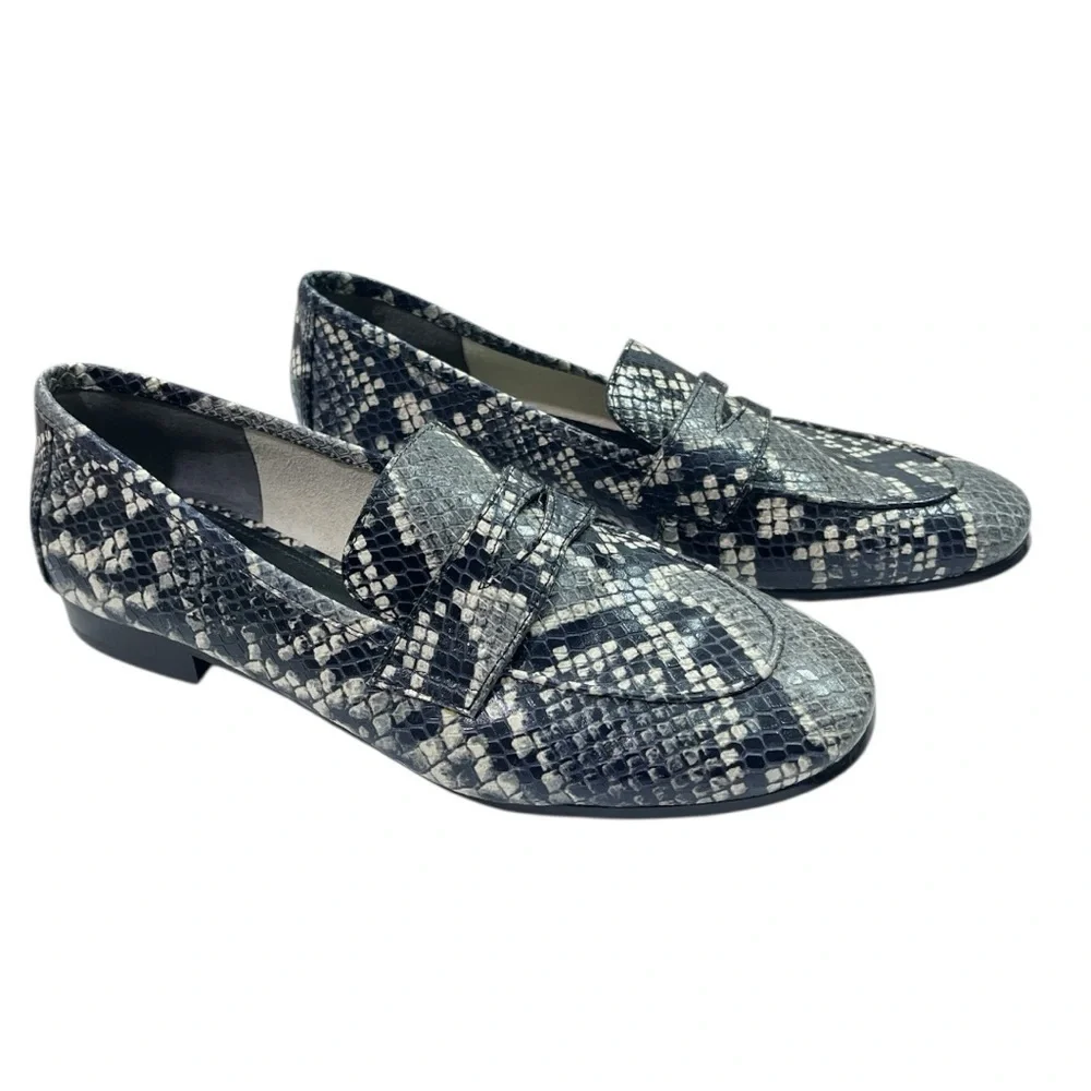 Marc Fisher ML Change 2 Leather Snake Print Loafer size 6 in Black/Grey